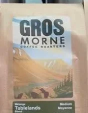 Gros Morne Coffee Roasters Tablelands, medium roast whole-bean coffee bag with a mountain label